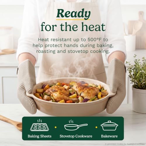 Cuisinart Silicone Oven Mitts, 2-Pack 7.5"x13", Heat Resistant 500F