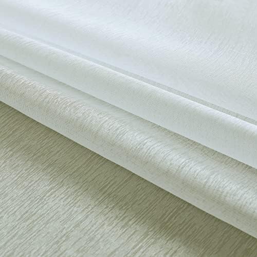 Mrs.Naturall Cream Ivory Silky Sheer Curtains, Clear Light Weight