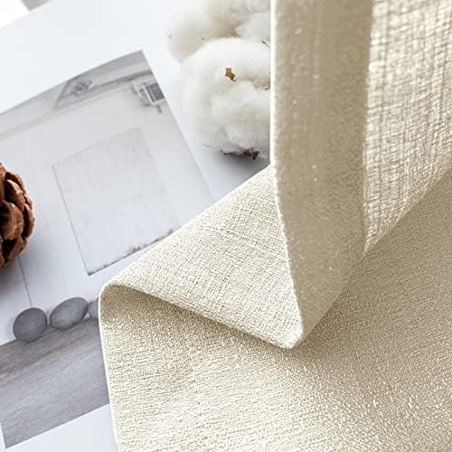 Melodieux Natural Beige Semi Sheer Curtains 84 Inches Long for Living