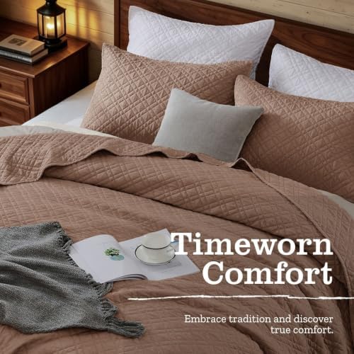 Queen Quilt Set with Shams Lightweight Quilted Bedspread Coverlet Thin