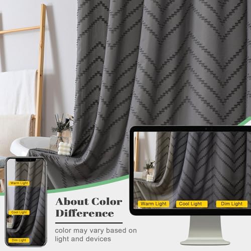 OWENIE Grey Fabric Boho Shower Curtain 72 x 72 Inches for Bathroom