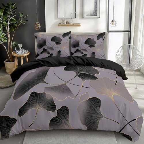 Soft Gray Texture Duvet Cover King Size, Printed Bedding Set 3 Pieces