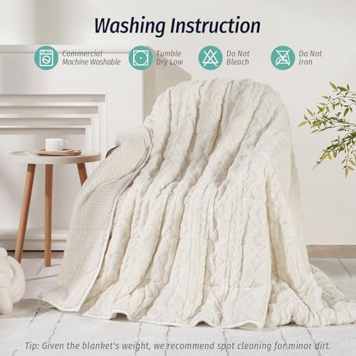 Wemore Weighted Blanket for Adults Twin Size 15 lbs 48" x 72" Cream