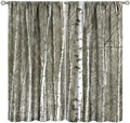 White Birch Tree Blackout Curtains, Neutral Gray Winter Forest Print