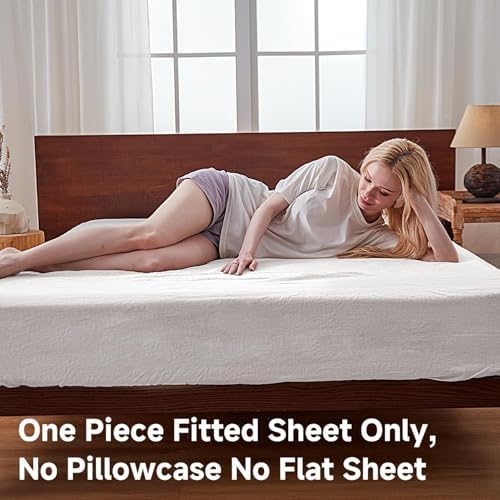 Simple&Opulence 100% Linen Fitted Sheet Cal King, 14 Inch Deep Pocket