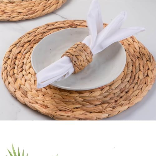 13.8" Set of 8 Round Water Hyacinth Placemats by Laquedecraft