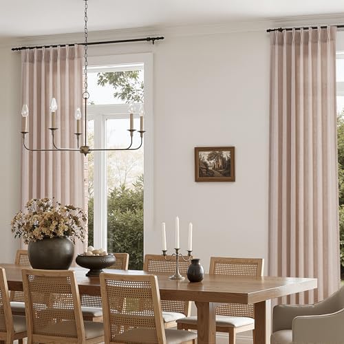 Nanspring Pinch Pleated Linen Curtains 84 Inches Long for Living Room