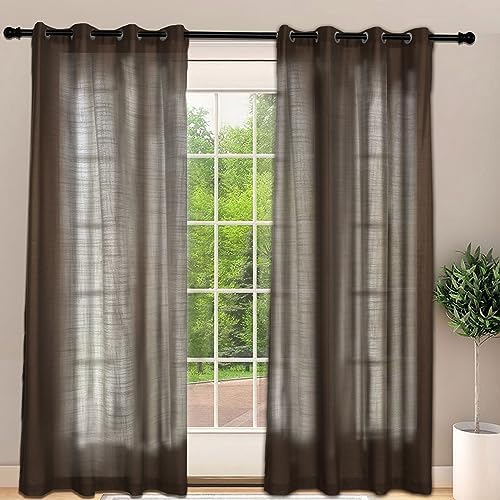 Frelement Grommet Curtains Drapes Linen Curtains Drapery Panel Light