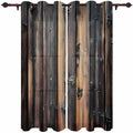 Curtains 96 Inches Long 2 Panels, Brown Wooden Grain Grommets Window