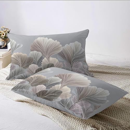 Abstract Lines of Leaves Duvet Cover King 3Pcs, Breathable Microfiber