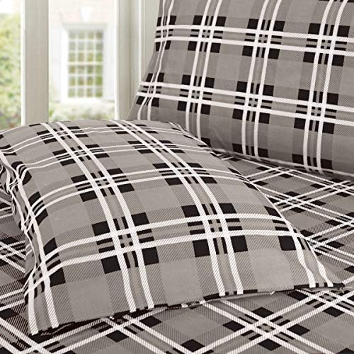 Elegant Comfort Luxury Soft Bed Sheets Plaid Pattern - 1500 Premium