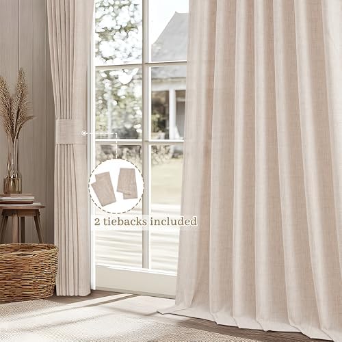 Thick Burlap Curtains 84 Inch Length 2 Panels for Living Room, Country