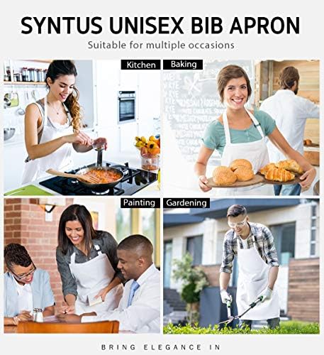 Syntus 4 Pack Adjustable Bib Apron with 2 Pockets Cooking Kitchen