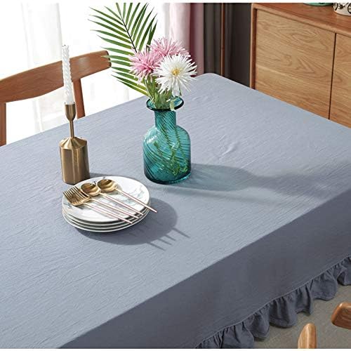HAIRUO Cotton Linen Solid Color Tablecloth Farmhouse Dining Grey