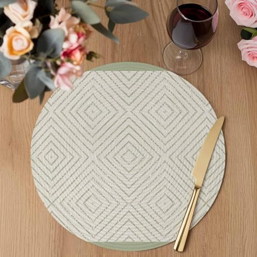 Rustic Geometric Round Braided Placemats Set of Set of 8 Heat
