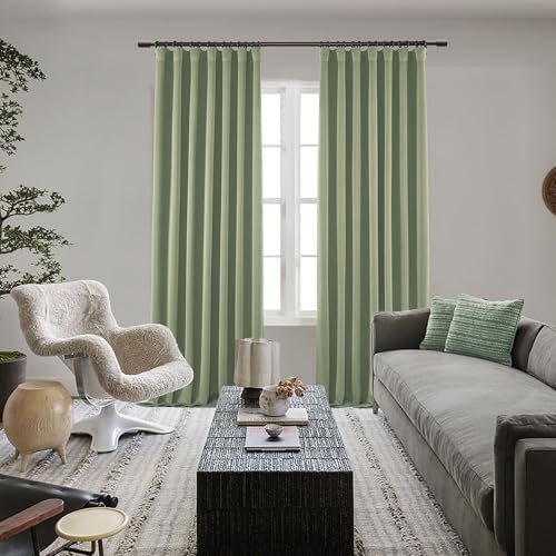 Thermal Insulated Black Out Curtains 72 Inch Long, Back Tab Rod Pocket