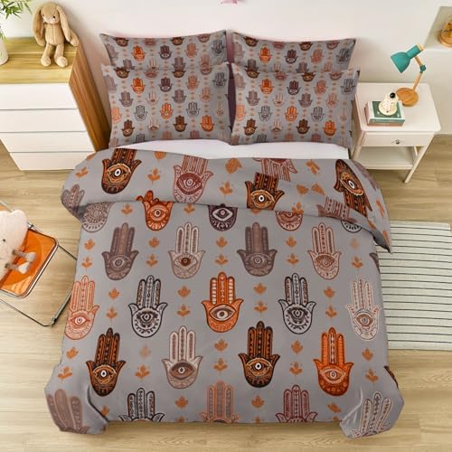 Grey Duvet Cover Queen 91" x 91" Size, Reversible Duvet Cover Set with