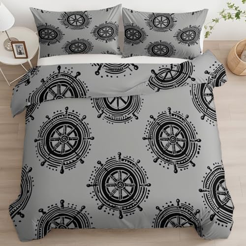 King Duvet Cover Set Minimalist Wheel Pattern Soft Microfiber