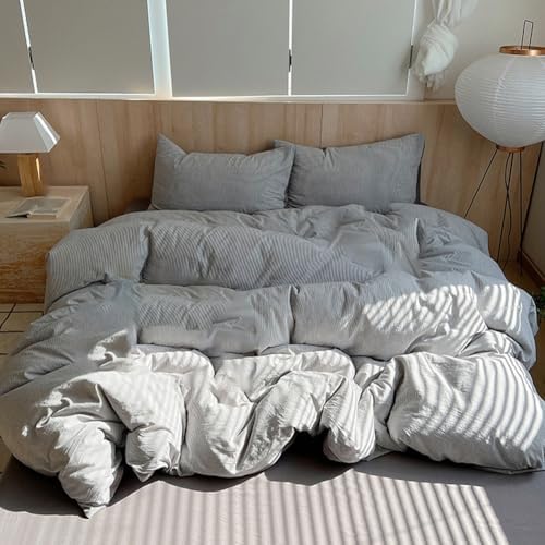 MZP Striped Duvet Cover Set Queen/King Cotton Reversible Vertical
