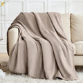 WDCOZY 420GSM Thick Flannel Fleece Bed Blanket, King Size, Beige