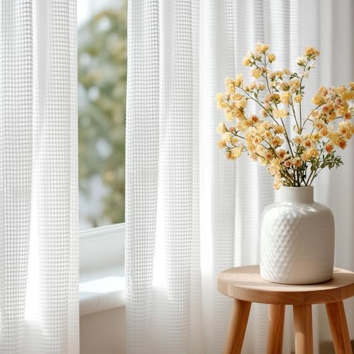 Deconovo Light Filtering Sheer Curtains 108 Inches Long for Living