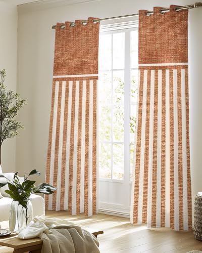 Rustic Linen Pattern Sheer Curtains for Living Room 96 inch Length 2