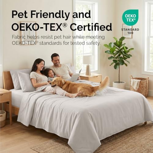 21 Inch Deep Pocket King Sheet Set Hotel Quality Microfiber Light Grey