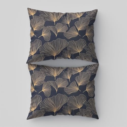 Duvet Cover King, Minimalist Line Art Plants Ginkgo Leaves Bedding Set
