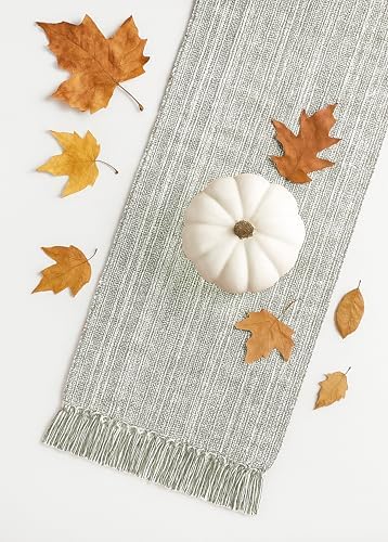 PurpleEssences Chambray Table Runner with Fringes, 13x72 Inch and