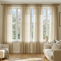 MIULEE Beige Sheer Curtains 63 Inches Long 4 Panels 42 x 63 Inches