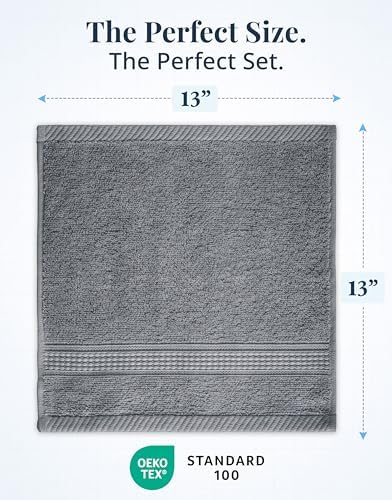 LANE LINEN Face Cloths 100% Cotton 6 Pack Soft Absorbent - Charcoal