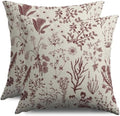 Burgundy Floral Pillow Covers 18X18 Set of 2, Spring Flower