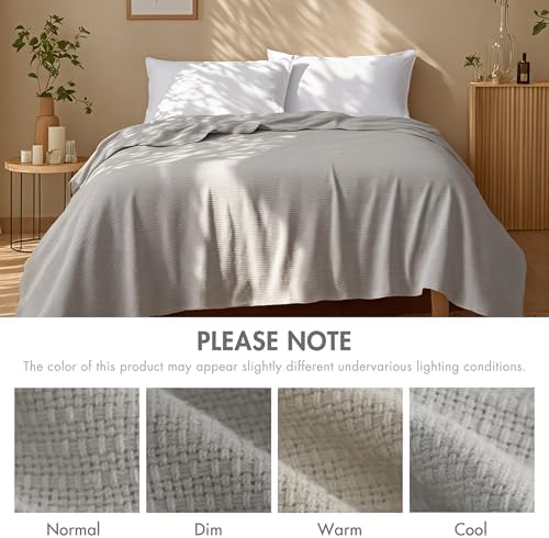 Madison Park 100% Cotton Breathable King Size Blanket for Bed, Grey