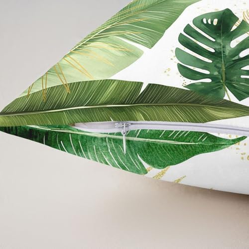 Feelyou Palm Leaf Throw Pillow Covers 22"x22" Set of 2 Tropical Leaves