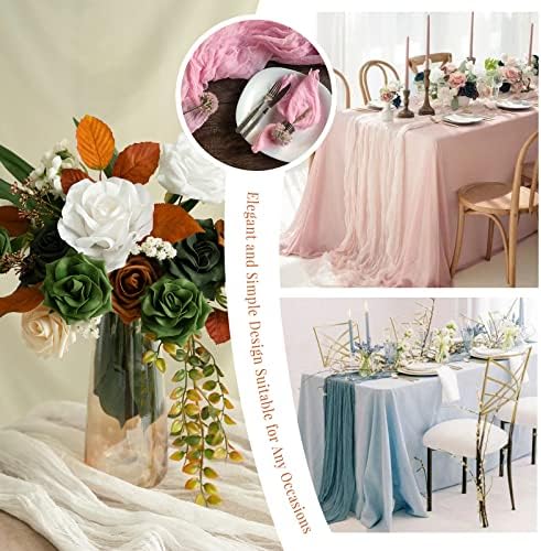 YMHPRIDE 12 Pack Beige Table Runners 35x120in Cheesecloth Table Runner