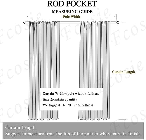 Fcosie Thermal Insulated Rod Pocket Blackout Curtains Living Room