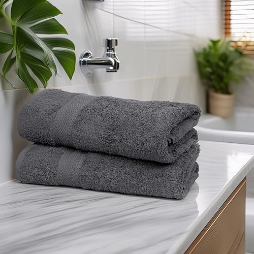TEXCRAFT Large Bath Towels Set of 6 – 100% Cotton Terry – 24" x 50"