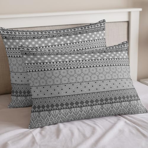 Grey Boho Full Duvet Cover Set - 4 Pcs Comforter Cover Bedding Sets