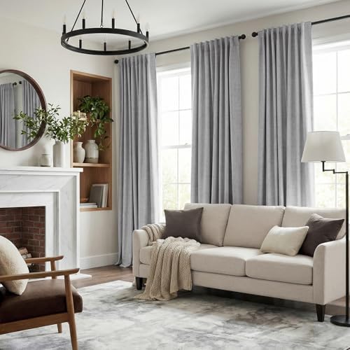 INOVADAY 100% Blackout Linen Curtains for Bedroom 50x120 Inches Grey