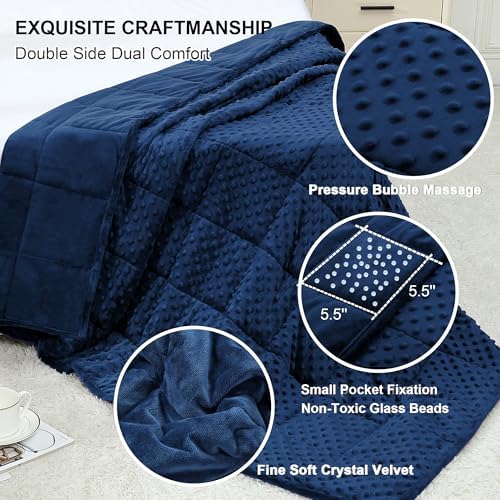 Alomidds Weighted Blanket for Adults 20lbs Twin 48"x72" Minky Navy