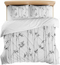 3 Pieces Bedding Set King Size, Gray Branches Leaves Soft Duvet Covers