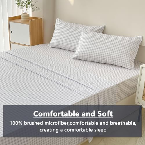 NSNLGSGC Light Grey Gingham Twin Sheet Set