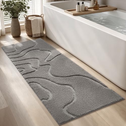 Soft Bathroom Rugs Runner 24" x 60",Non-Slip Absorbent Bath Mat, Light