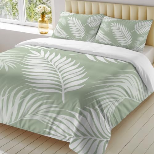 Duvet Cover Queen Size, Tropical Botanical 3-Piece Bedding