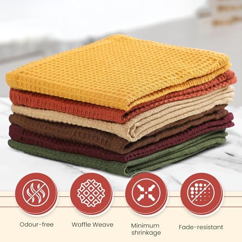 Vintage Vista 100% Cotton Waffle Dish Cloths (Pack of 6) - Dish Rags