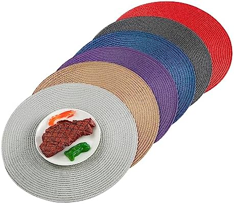 Round Placemats, Crossweave Heat Resistant Classic Woven Round Place