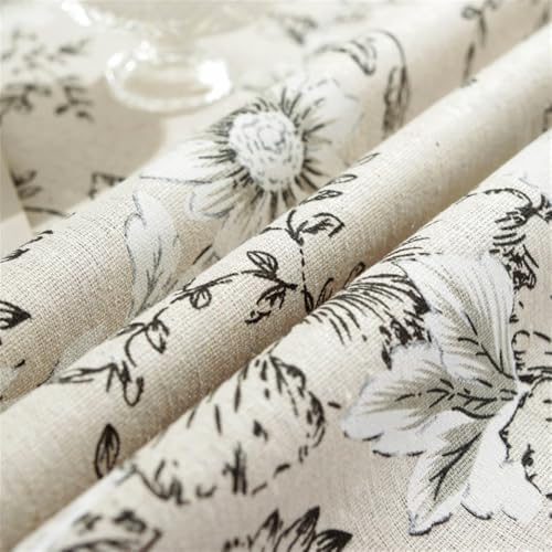 Floral Linen Cotton Tablecloth Retro Table Table Cover Round Dining