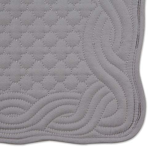 DII Quilted Farmhouse Collection Tabletop, Placemat Set, Gray, 6 Piece