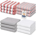 Set of 12 Cotton Kitchen Towels, Dish Cloths, Kitchen Washcloths