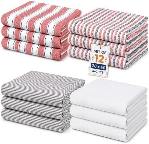 Set of 12 Cotton Kitchen Towels, Dish Cloths, Kitchen Washcloths